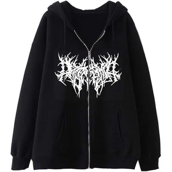 Aobiono Women Men Y2K Zip Up Oversized Hoodie Gothic Dragon